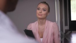 Blonde gets new job with sucking cock and fucking