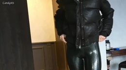 Latex pants on skinny girl gets fucked